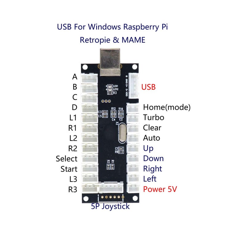 SJ@JX 2-Player LED USB Encoder to Arcade Joystick and LED Arcade Buttons for PC, MAME and Retro Pie - Image 2